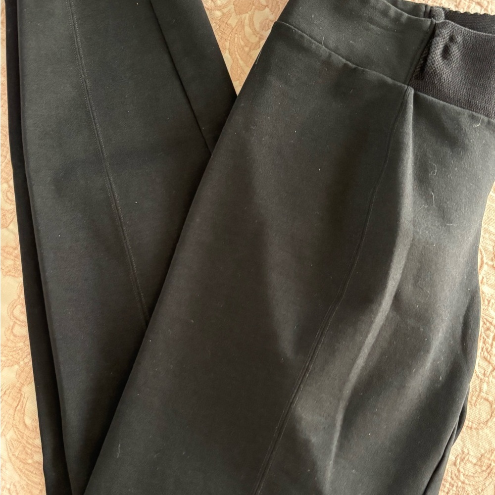 Eileen Fisher M Classic Black Trousers wide waist band‎ 31 x 29 spandex stretchy